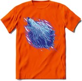 Dieren T-Shirt | Wolf shirt Heren / Dames | Wildlife wolven cadeau - Oranje - XXL
