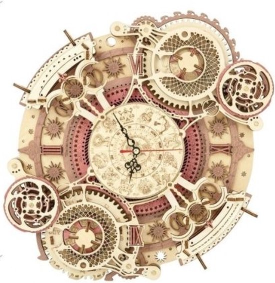 Robotime Zodiac Wall Clock – 3D houten klok – Houten modelbouw – Bouwpakket – Voor kinderen & volwassenen – Modelbouwpakket
