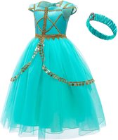 Prinsessenjurk Jasmine - Prinsessenjurk - Mint - Verkleedkleding - Maat 122/128 (6/7 jaar)