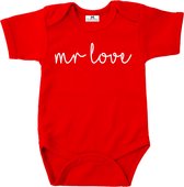 Baby rompertje valentijn mr love-jongen-rood-wit-Maat 68