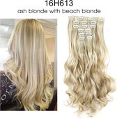 Premium Fiber Synthetic Clip in Extensions - BodyWave - 55cm- (#16H613) Ash Blonde/Beach Blonde 999