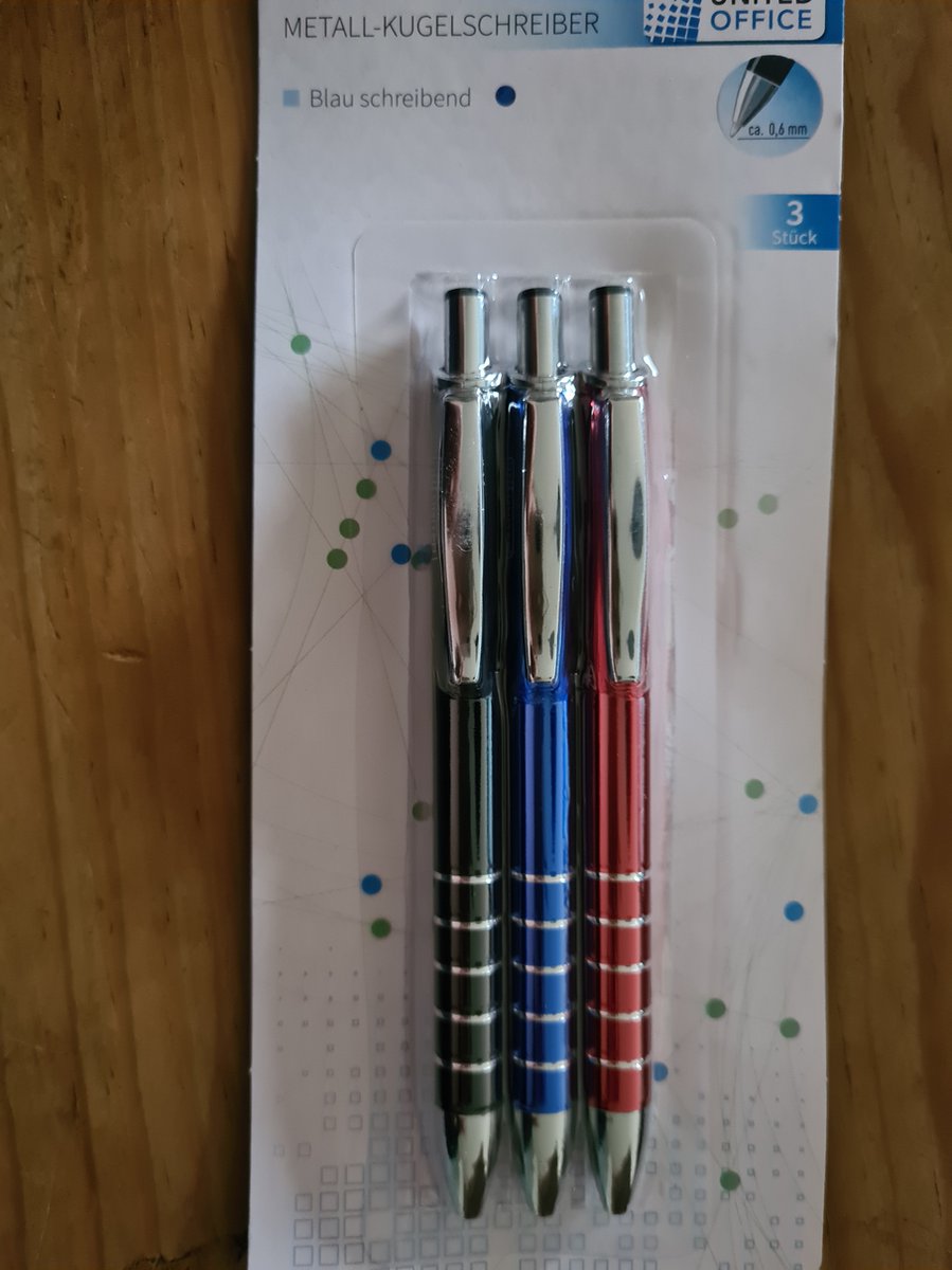 United office 3 metalen balpennen