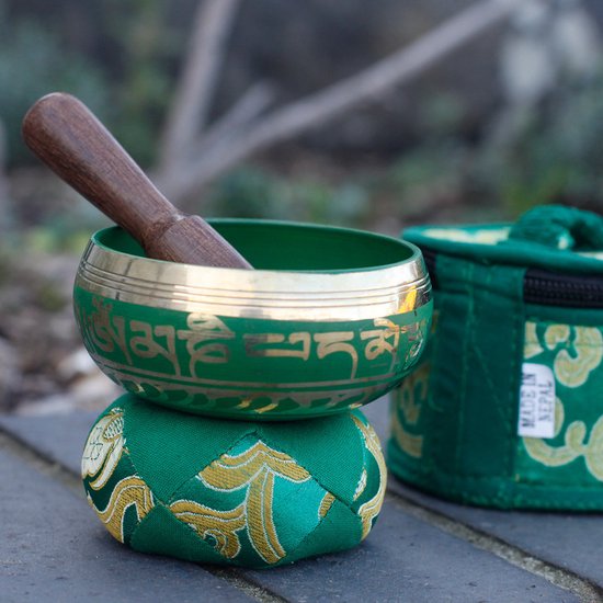 Klankschaal Set - Groen - Handgemaakt - 6x8cm van Merkloos — afbeelding 4