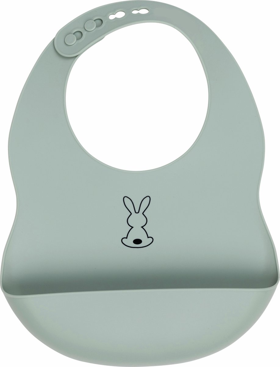 Nattou Slabbetje met Opvangbakje - Silicone - 25 cm - Groen Nattou Slabbetje met Opvangbakje - Silicone - 25 cm - Groen