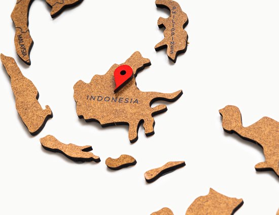 MiMi Innovations Carte du Wereldkaart en Bois de Luxe - Décoration Décoration murale - Véritable Puzzle avec Noms de Pays - 150x90 cm/59.1x35.4 pouces - Marron