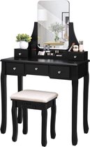 Kaptafel Met Spiegel - Make up Tafel Voor Vrouwen - Kaptafels - Zwart