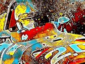Chris Amon Schilderij -Ferrari 312/67 V12- Canvas  80 x 60 cm - Incl. ophangset