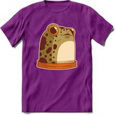 Blije kikker T-Shirt Grappig | Dieren reptielen Kleding Kado Heren / Dames | Animal Skateboard Cadeau shirt - Paars - L