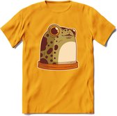 Blije kikker T-Shirt Grappig | Dieren reptielen Kleding Kado Heren / Dames | Animal Skateboard Cadeau shirt - Geel - S