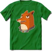 Casual vos T-Shirt Grappig | Dieren fox Kleding Kado Heren / Dames | Animal Skateboard Cadeau shirt - Donker Groen - M