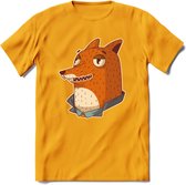 Casual vos T-Shirt Grappig | Dieren fox Kleding Kado Heren / Dames | Animal Skateboard Cadeau shirt - Geel - L