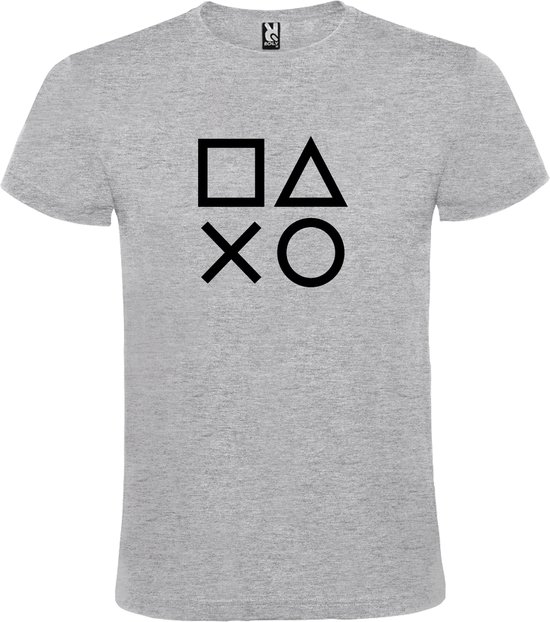 Grijs t-shirt met Playstation Buttons  print Zwart size L