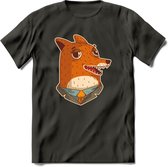 zwoele vos T-Shirt Grappig | Dieren Kleding Kado Heren / Dames | Animal Skateboard Cadeau shirt - Donker Grijs - XXL