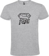 Grijs t-shirt met 'Super Papa'  print Zwart size L