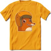 Safety fox T-Shirt Grappig | Dieren vos Kleding Kado Heren / Dames | Animal Skateboard Cadeau shirt - Geel - M