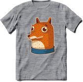 Casual vos T-Shirt Grappig | Dieren Kleding Kado Heren / Dames | Animal Skateboard Cadeau shirt - Donker Grijs - Gemaleerd - L