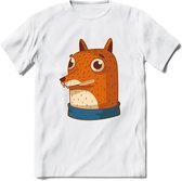 Casual vos T-Shirt Grappig | Dieren Kleding Kado Heren / Dames | Animal Skateboard Cadeau shirt - Wit - L