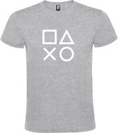 Grijs t-shirt met Playstation Buttons print Wit  size 4XL
