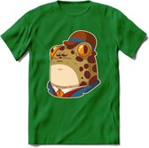Fancy frog T-Shirt Grappig | Dieren rijke kikker Kleding Kado Heren / Dames | Animal Skateboard Cadeau shirt - Donker Groen - S