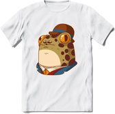 Fancy frog T-Shirt Grappig | Dieren rijke kikker Kleding Kado Heren / Dames | Animal Skateboard Cadeau shirt - Wit - S