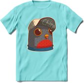 Chirp vogel T-Shirt Grappig | Dieren Kleding Kado Heren / Dames | Animal Skateboard Cadeau shirt - Licht Blauw - XL