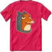 Hoodie fox T-Shirt Grappig | Dieren vos Kleding Kado Heren / Dames | Animal Skateboard Cadeau shirt - Roze - S