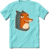 Hoodie fox T-Shirt Grappig | Dieren vos Kleding Kado Heren / Dames | Animal Skateboard Cadeau shirt - Licht Blauw - M