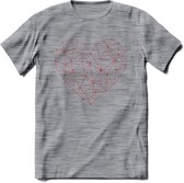 Hart - Valentijn T-Shirt | Grappig Valentijnsdag Cadeautje voor Hem en Haar | Dames - Heren - Unisex | Kleding Cadeau | - Donker Grijs - Gemaleerd - XL