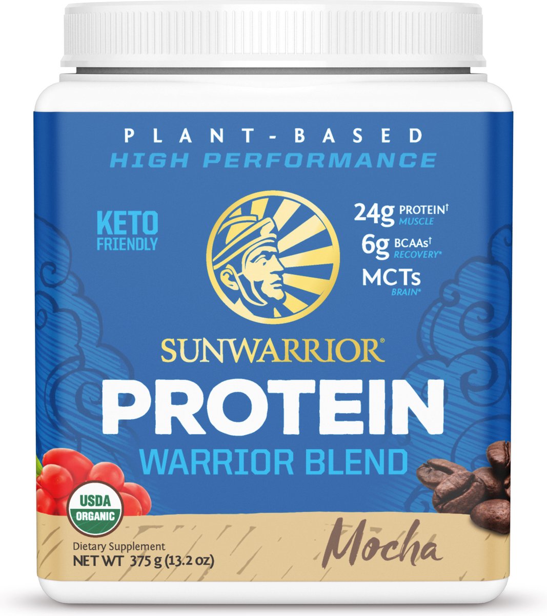 Sunwarrior Warrior Blend Organic (375g) Mocha - Eiwitten - Veganistisch eiwit