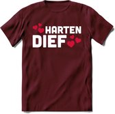 Harten Dief - Valentijn T-Shirt | Grappig Valentijnsdag Cadeautje voor Hem en Haar | Dames - Heren - Unisex | Kleding Cadeau | - Burgundy - XL