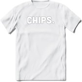 Chips - Snack T-Shirt | Grappig Verjaardag Kleding Cadeau | Eten En Snoep Shirt | Dames - Heren - Unisex Tshirt | - Wit - S