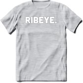 Ribeye - Snack T-Shirt | Grappig Verjaardag Kleding Cadeau | Eten En Snoep Shirt | Dames - Heren - Unisex Tshirt | - Licht Grijs - Gemaleerd - L