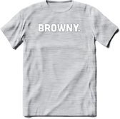 Browny - Snack T-Shirt | Grappig Verjaardag Kleding Cadeau | Eten En Snoep Shirt | Dames - Heren - Unisex Tshirt | - Licht Grijs - Gemaleerd - S