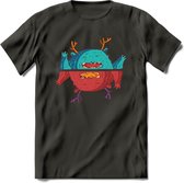 Casual monsters T-Shirt Grappig | Dieren Kleding Kado Heren / Dames | Animal Skateboard Cadeau shirt - Donker Grijs - S