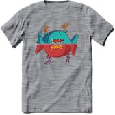 Casual monsters T-Shirt Grappig | Dieren Kleding Kado Heren / Dames | Animal Skateboard Cadeau shirt - Donker Grijs - Gemaleerd - L
