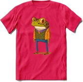 Casual kikker T-Shirt Grappig | Dieren reptiel Kleding Kado Heren / Dames | Animal Skateboard Cadeau shirt - Roze - L