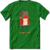 Casual vogel quote T-Shirt Grappig | Dieren vogels Kleding Kado Heren / Dames | Animal Skateboard Cadeau shirt - Donker Groen - S