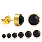 Aramat jewels ® - Zweerknopjes zwart kristal goudkleurig chirurgisch staal 3mm