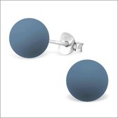 Aramat jewels ® - Zilveren matte pareloorbellen licht blauw 925 zilver 8mm