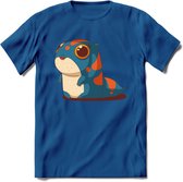 Schattige monster kat T-Shirt Grappig | Dieren katten Kleding Kado Heren / Dames | Animal Skateboard Cadeau shirt - Donker Blauw - XL