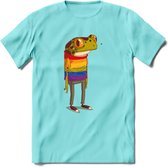 Casual gay pride kikker T-Shirt Grappig | Dieren reptiel Kleding Kado Heren / Dames | Animal Skateboard Cadeau shirt - Licht Blauw - S