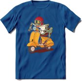 Casual scooter kikker T-Shirt Grappig | Dieren reptiel Kleding Kado Heren / Dames | Animal Skateboard Cadeau shirt - Donker Blauw - M