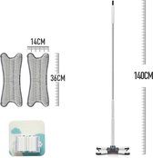 Wate Flexibele Vloermop - Vloerwisser - Mop - Dweil - Vloer Dweilen - Met Steel & 3x Microvezel Doek - 140cm - Roestvrij Staal