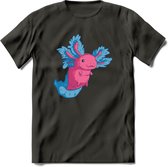 Schattig Axolotl T-Shirt Grappig | Dieren amfibieën Kleding Kado Heren / Dames | Animal Cadeau shirt - Donker Grijs - 3XL