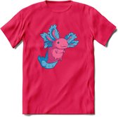 Schattig Axolotl T-Shirt Grappig | Dieren amfibieën Kleding Kado Heren / Dames | Animal Cadeau shirt - Roze - XL