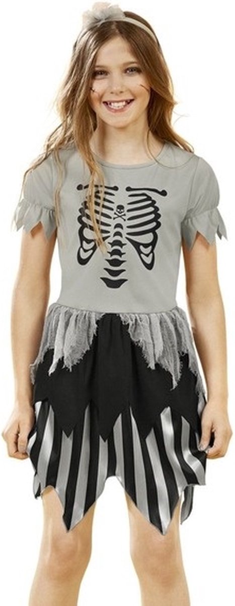 Non-branded Kostuum Skelet Meisjes Grijs Maat M - halloween