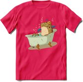 Badkuip kikker onderwater T-Shirt Grappig | Dieren reptiel Kleding Kado Heren / Dames | Animal Skateboard Cadeau shirt - Roze - M