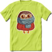 Winter uil T-Shirt Grappig | Dieren uilen Kleding Kado Heren / Dames | Animal Skateboard Cadeau shirt - Groen - S