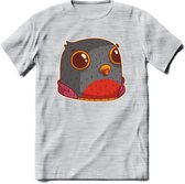 Casual duif T-Shirt Grappig | Dieren vogels Kleding Kado Heren / Dames | Animal Skateboard Cadeau shirt - Licht Grijs - Gemaleerd - L