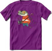 Casual kikker T-Shirt Grappig | Dieren reptiel Kleding Kado Heren / Dames | Animal Skateboard Cadeau shirt - Paars - M